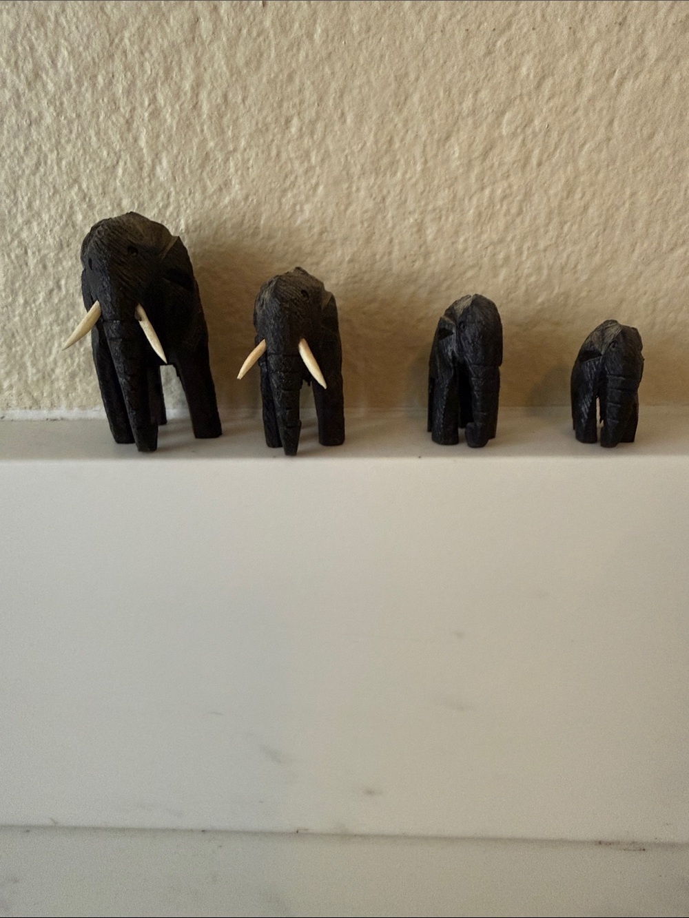 Vintage Ebony handcarved Miniature Elephants Set of 4